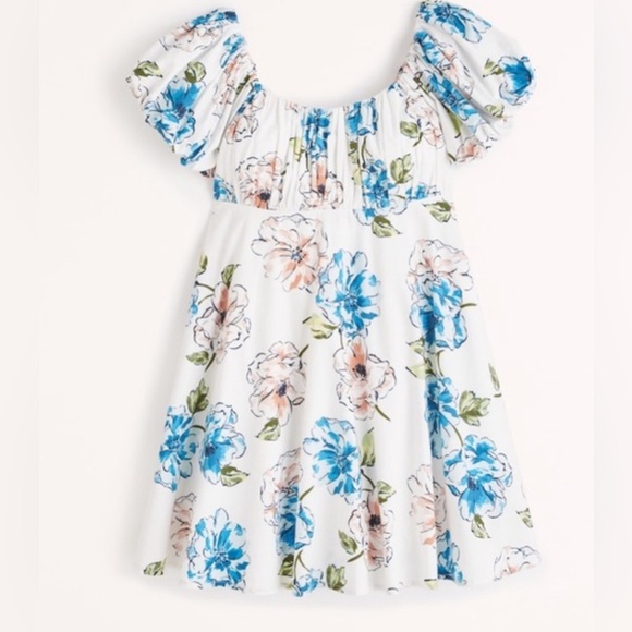 Abercrombie & Fitch Size 13/14 Floral Ruched Puff Sleeve Dress NEW!